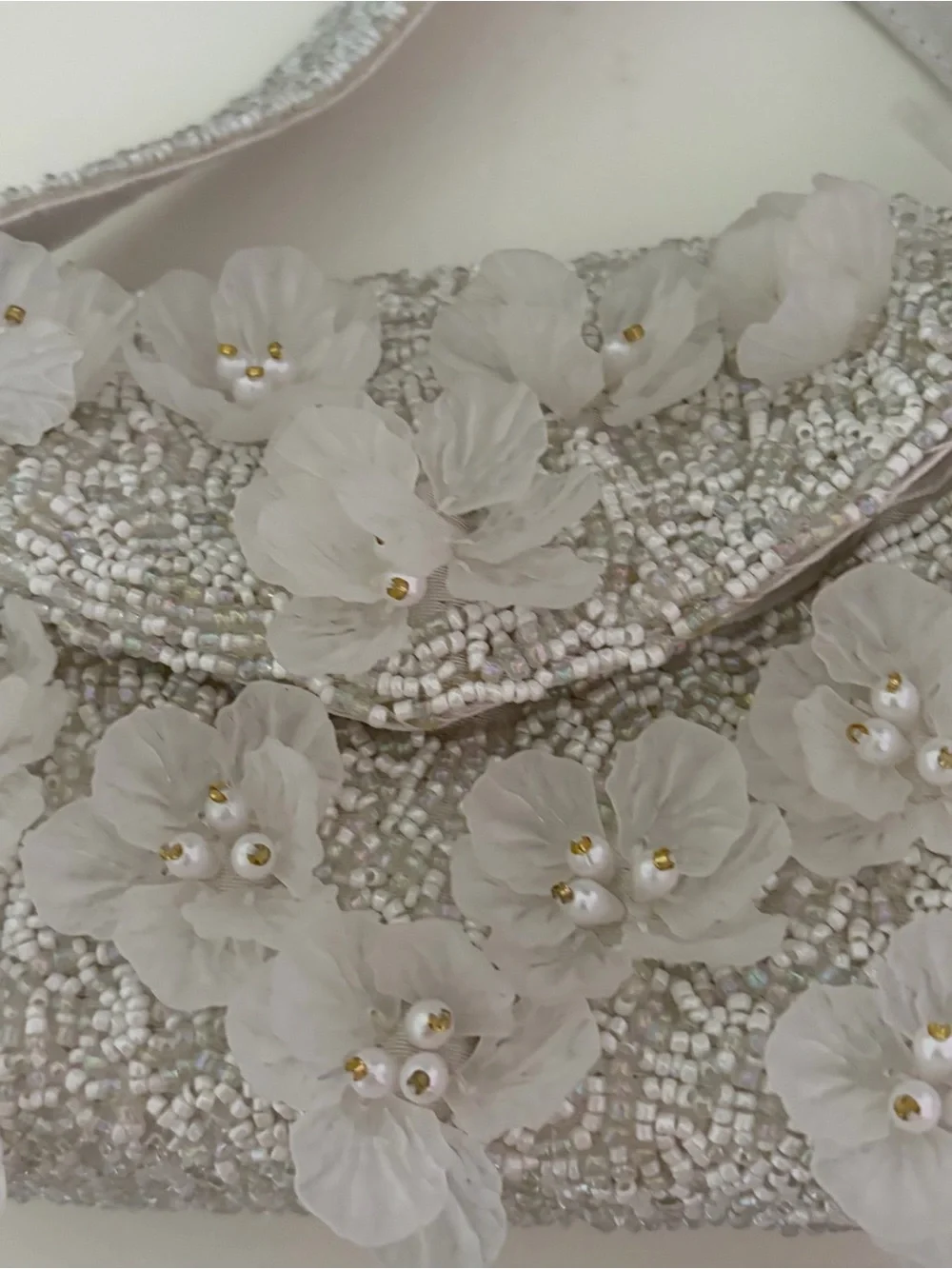 Hand Beaded 3D Flower Shoulder Bag